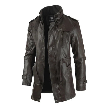 Masson™ | Veste de biker en cuir longue élégante